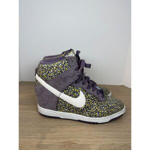 NIKE Dunk Sky High Wedge Sneakers Women’s Size 8 Purple Floral Athletic Shoes
